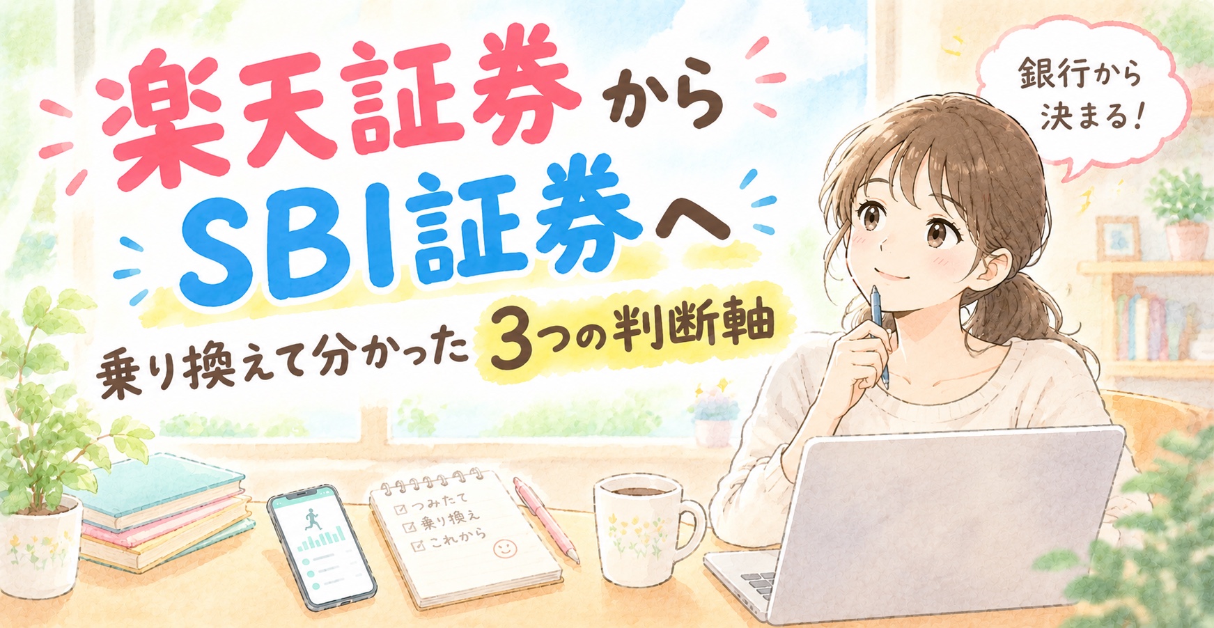 楽天証券からSBI証券に乗り換えた体験を書いた記事のアイキャッチ画像